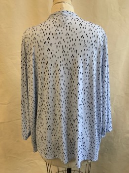 Womens, Top, WORTHINGTON, Baby Blue, Black, Polyester, Spandex, Dots, 2X, V-neck, Long Sleeves