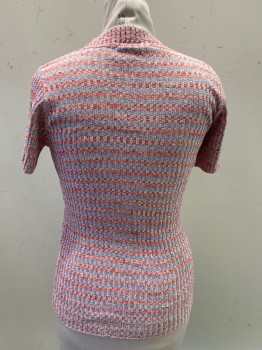 Truth And Soul, Hot Pink, Purple, White, Cotton, Stripes - Horizontal , Short Sleeve, Crew Neck, Knitted,