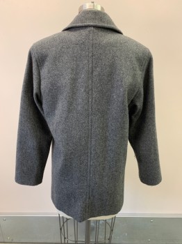 Womens, Coat, MARVIN RICHARDS, Dk Gray, Wool, Nylon, Heathered, B34, C.A., Single Breasted, Button Front, 2 Pockets