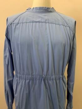 Unisex, Surgical Gown, NO LABEL, Lt Blue, Polyester, Cotton, Solid, OS, L/S, Crew neck, Back Ties, Adjustable Waist