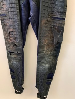 Womens, Sci-Fi/Fantasy Pants, NL, Black, Navy Blue, Synthetic, Solid, Camouflage, 26-28, S, 32, Elastic Waist Band, Strips On Front & Back Leg, 4 Pckts, Camo Inserts, Stirrup, Distressed
