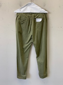 Womens, Casual Pants, AG, Olive Green, Polyester, Cotton, Solid, 28, F.F, Side Pockets, Zip Front, Belt Loops