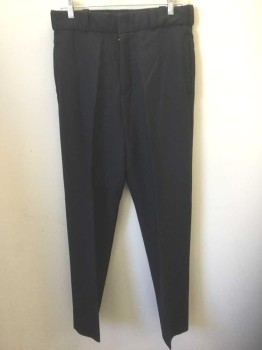 Mens, Fire/Police Pants, FLYING CROSS, Navy Blue, Polyester, Wool, Solid, 32/32, Flat Front, Zip Fly, 4 Pockets, Elastic Inner Waistband
