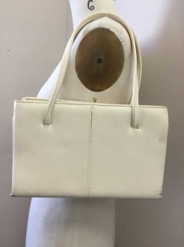 Womens, Purse, CA, Cream, Faux Leather, Solid, 11", 7", 3", 3 Main Pockets, Double Short Straps