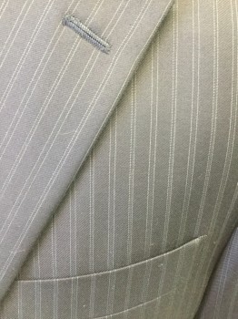 LUBIAM, Navy Blue, Gray, Wool, Stripes, 3 Pockets, 2 Buttons,  Notched Lapel,