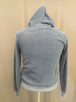Mens, Pullover Sweater, REDSQUAD, Dk Blue, Cotton, Heathered, S, Hood, Ribbed Knit Trim/collar, White Triangle at Collar, Kangaroo Pocket with Ribbed Knit Trim, Ribbed Knit Waistband/Cuff