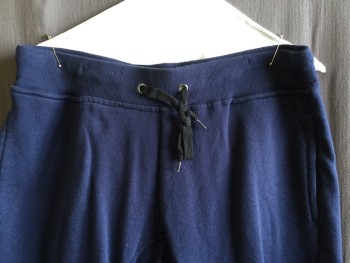Mens, Shorts, PUBLIC OPINION, Navy Blue, Cotton, Polyester, Solid, M, 2" Elastic Band with Black D=string Waist, 2 Side Pockets, 1 Pocket Back with Flap