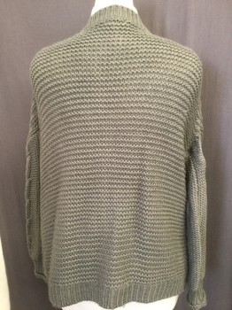 BELTAINE, Gray, Acrylic, Solid, Open Front, Rib Knit/cable Knit/regular Knit Pattern