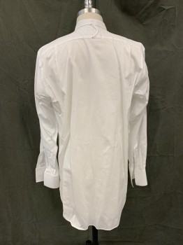 Mens, Formal Shirt, DARCY, White, Cotton, Solid, 35, 15.5, Collarless Evening Shirt, Starched Pique Bib Front, Button Holes for Studs, Long Sleeves, Starched Pique Cuff with Button Holes for Cuff Links