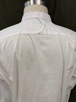 Mens, Formal Shirt, DARCY, White, Cotton, Solid, 35, 15.5, Collarless Evening Shirt, Starched Pique Bib Front, Button Holes for Studs, Long Sleeves, Starched Pique Cuff with Button Holes for Cuff Links
