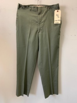 ASHER, Dusty Green, Polyester, Wool, Solid, Flat Front, 4 Pockets, Deep Hem