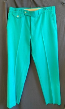 Mens, Pants, CALLAN, Turquoise Blue, Polyester, Rayon, Solid, 29, 32, Zip Front, Extended Waistband, Button Closure, 4 Pockets, Flat Front