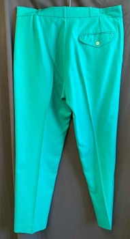 CALLAN, Turquoise Blue, Polyester, Rayon, Solid, Zip Front, Extended Waistband, Button Closure, 4 Pockets, Flat Front