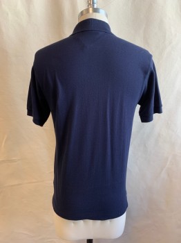 Mens, Polo, LACOSTE, Navy Blue, Cotton, Solid, XS, Collar Attached, 2 Buttons, Half Placket, Short Sleeves