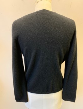 Womens, Cardigan Sweater, FOLIO, Black, Cashmere, Solid, S, Knit, Long Sleeves, V-neck