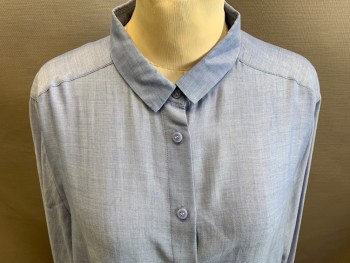 Womens, Blouse, & OTHER STORIES, Blue, Lyocell, Polyester, Heathered, B36, M, C.A., B.F., L/S,
