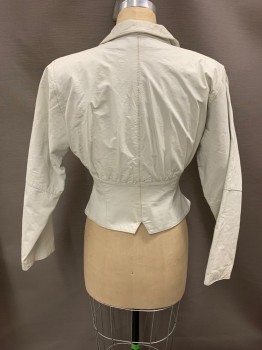 Womens, Leather Jacket, WILSONS , White, Leather, W: 28, B: 36, C.A., V-N, Zip Front, Stained/Aged