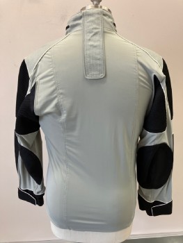 N/L, Black, Silver, White, Nylon, Textured Fabric, Stand Collar, With   Zip Front   Hidden Placket,  Pull  Over, Mesh, Spandex  And Goretex  Insets,                              *Pen Marks Below *