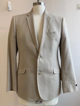 Mens, Sportcoat/Blazer, POLO, Beige, Cotton, Wool, Textured Fabric, 42S, L/S, 2 Buttons, Single Breasted, Notched Lapel, 3 Pockets,