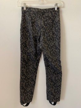 Womens, Sci-Fi/Fantasy Pants, NO LABEL, Putty/Khaki Gray, Black, Tan Brown, Polyester, Cotton, Swirl , 24/24, F.F, Black Vertical Front Piping, Zip Front,