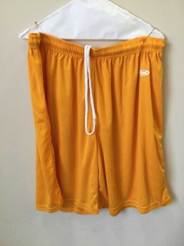 Mens, Shorts, Athletic Knit, Orange, Polyester, Solid, XL, Mesh Long Athletic Shorts, Elastic Drawstring Waistband