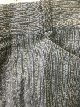 Mens, 1970s Vintage, Suit, Pants, ACADEMY AWARD CLOTHE, Slate Gray, Dusty Blue, Lt Gray, Wool, Stripes - Micro, Stripes - Vertical , Ins:30, W:28, Flat Front, Zip Fly, 4 Pockets, Boot Cut,