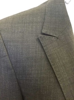 Mens, Sportcoat/Blazer, EMPORIO ARMANI, Charcoal Gray, Wool, Spandex, Heathered, 48R, Single Breasted, Collar Attached, Peaked Lapel, Hand Picked Collar/Lapel, 3 Pockets, 1 Button