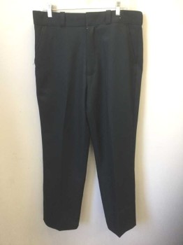 Mens, Fire/Police Pants, LIBERTY, Navy Blue, Polyester, Solid, 36/35, Flat Front, Zip Fly, 4 Pockets, Grippy Elastic at Inside Waistband