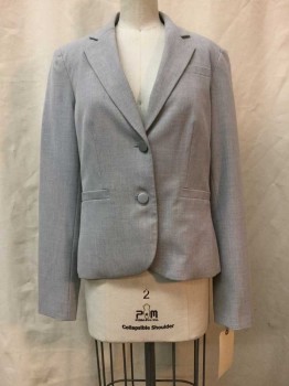 Womens, Suit, Jacket, CALVIN KLEIN, Heather Gray, Synthetic, Spandex, Heathered, B:34, 4, Notched Lapel, 2 Buttons,  3  Pockets