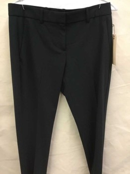 Womens, Slacks, THEORY, Black, Wool, Polyester, Solid, 6, Low Rise, Flat Front, Belt Loops, 4 Pockets,