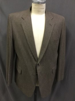 ACADEMY AWARD, Chocolate Brown, Cream, Wool, Tweed, Single Breasted, Notched Lapel, 3 Pockets, 2 Buttons,