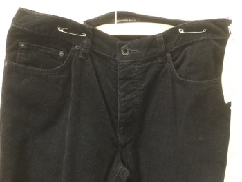 JOHN VARVATOS, Black, Cotton, Solid, 5 + Pockets, Corduroy