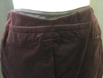 Womens, Skirt, Knee Length, GUCCI, Plum Purple, Cotton, Solid, 44, M/L, Low Waist, Side Zip, Straight, Back Slit, Embossed Belt Detail