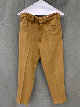 A1 KOTZIN, Ochre Brown-Yellow, Synthetic, Solid, Textured Weave, Yoke Back. Zip Fly, 4 Pockets, Belt Loops,