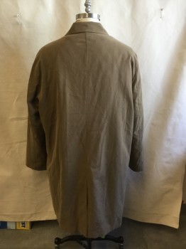 Mens, Coat, Trenchcoat, LONDON FOG, Brown, Polyester, Nylon, Solid, 48L, Single Breasted, Hidden Placket, Collar Attached, Long Sleeves, 2 Pockets, Zip Detachable Lining