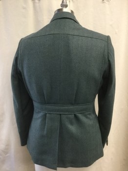 Mens, Blazer/Sport Co, TIMOTHY EVEREST, Teal Green, Tan Brown, Wool, 2 Color Weave, Herringbone, 42S, Single Breasted, Collar Attached, Notched Lapel, 3 Pleated Pockets, Back Waist Band, Pleated at Back Waist Band