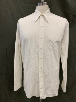Mens, Shirt, ANTO, White, Cotton, Solid, 16/37, Button Front, Pointy Collar Attached, 1 Pocket, Long Sleeves, Button Cuff