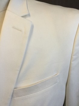 Mens, Sportcoat/Blazer, ZARA, Off White, Viscose, Polyester, Fish Scales, 42S, Notched Lapel, Single Breasted, 2 Button Front, 3 Pockets, Long Sleeves, 2 Slit Back Hem, Off White Lining
