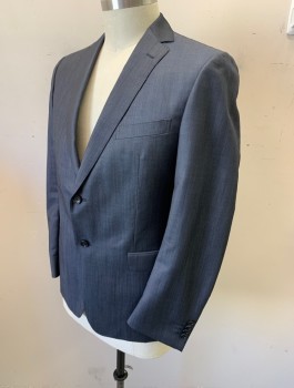 Z ZEGNA, Dk Gray, Wool, Mohair, Sharkskin Weave, Single Breasted, Notched Lapel, 2 Buttons, 3 Pockets, Hand Picked Stitching Detail on Lapel and Pocket