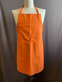 KAFIHOME, Orange, Cotton, Solid, 4 Pockets, Removable Ties