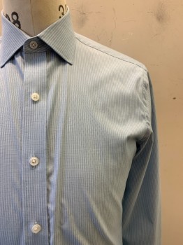 Mens, Casual Shirt, J CREW, Lt Blue, White, Cotton, Stripes - Vertical , 32, 14.5 , L/S, Button Front, Collar Attached,