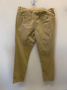 Mens, Casual Pants, BLOOMINGDALE'S, Khaki Brown, Cotton, Solid, 34/34, F.F, Zip Fly, 4 Pockets,