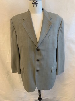 JACK VICTOR, Khaki Brown, White, Wool, 2 Color Weave, Notched Lapel, Single Breasted, Button Front, 3 Buttons, 3 Pockets