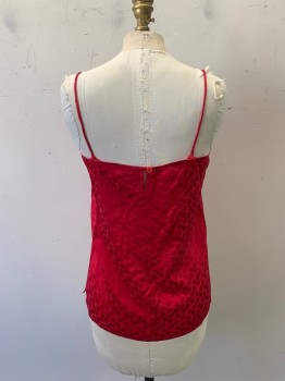 Womens, Top, ROBERT SANDEL, Red, Silk, Abstract , 6, CAMI, Keyhole Back, Peanut Shell Shapes