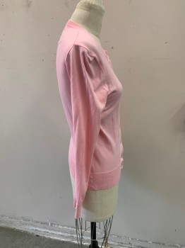 J. CREW, Baby Pink, Cotton, Solid, L/S, CN, Buttons,