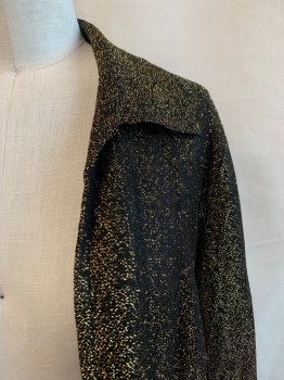 Womens, Jacket, JOHNNYE, Gold, Black, Polyester, Heathered, S, Sparkly Disco, L/S, Open Front, Dagger Collar