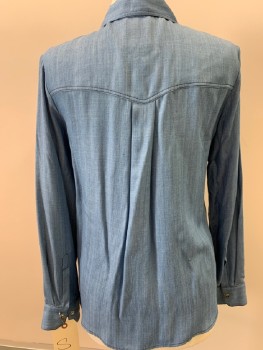 Womens, Western Shirt, TWP, Blue, Cotton, Heathered, S, Snap Front, C.A., L/S,