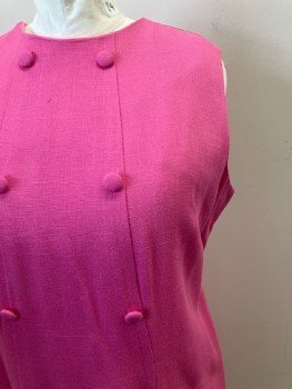 N/L, Hot Pink, Solid, Round Neck, Decorative DB. Back Zip