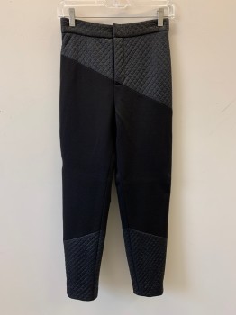 Womens, Sci-Fi/Fantasy Pants, NO LABEL, Black, Polyester, Cotton, Solid, Textured Fabric, 26/26, F.F, Diagonal Stripe, Zip Front, Made To Order,
