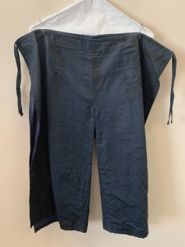 Womens, Sci-Fi/Fantasy Pants, NL, Navy Blue, Cotton, Solid, M, Wrap Style, Ties At Sides, Aged/Distressed,